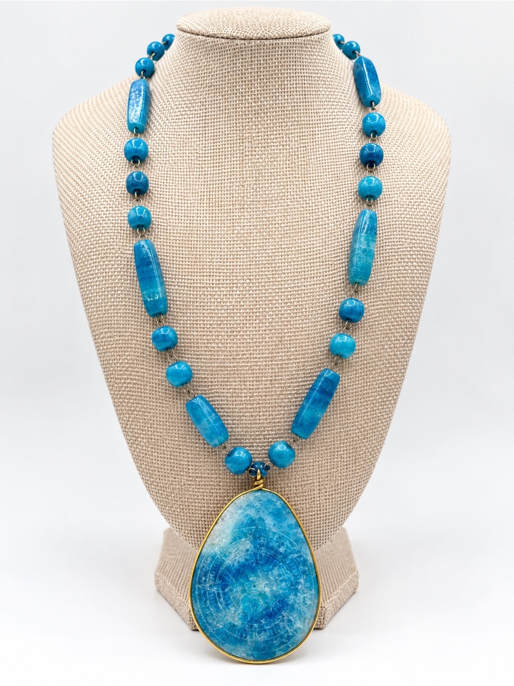 Turquoise Blue Stone Pendant Necklace - Women Jewelry